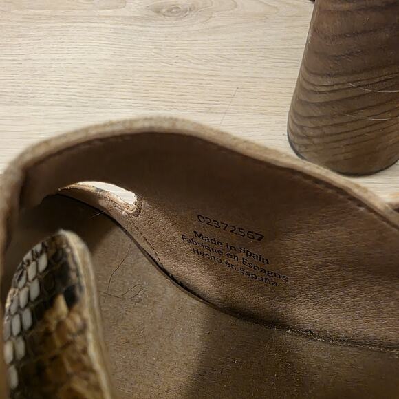 Free People Tan Snakeskin Leather Wooden Boho Avant Garde Belem Clogs Size 8.5 - Picture 11 of 12